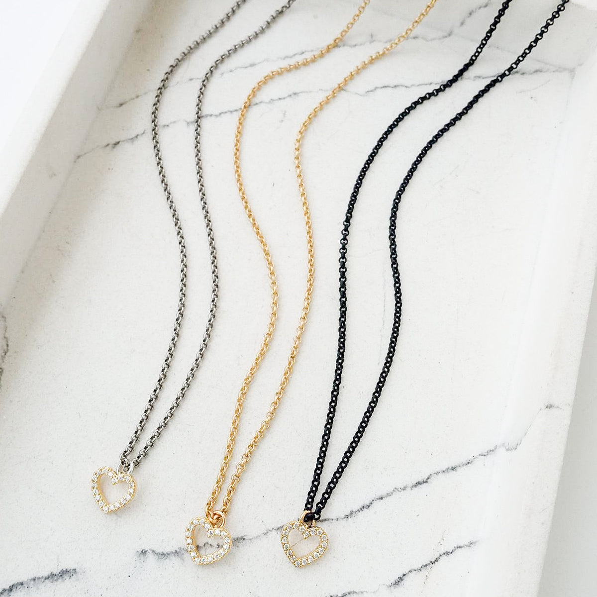 Small Chain w/ Petite CZ Heart 16” – Virtue Jewelry Design