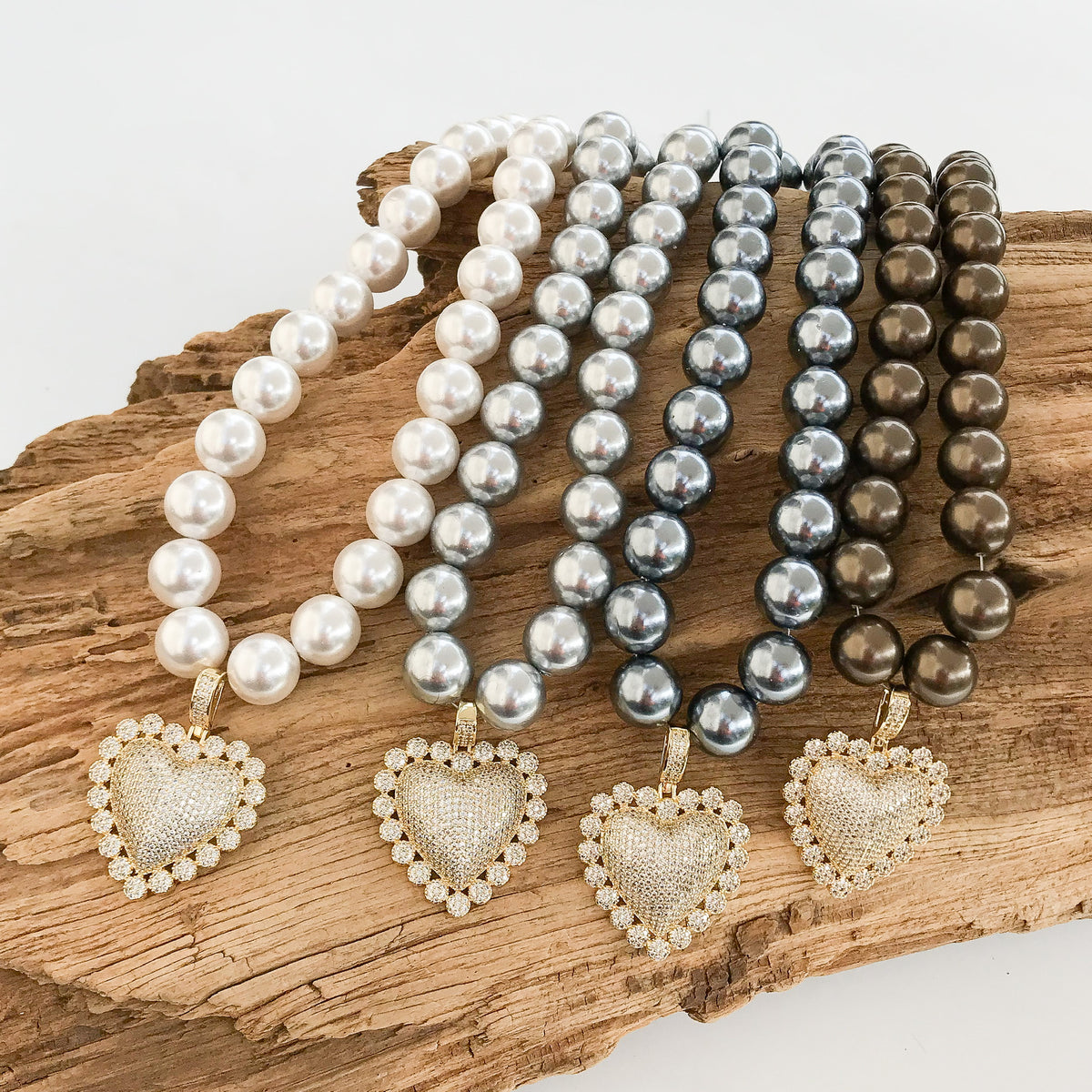 CZ Heart on Jumbo Pearl Necklace – Virtue Jewelry Design