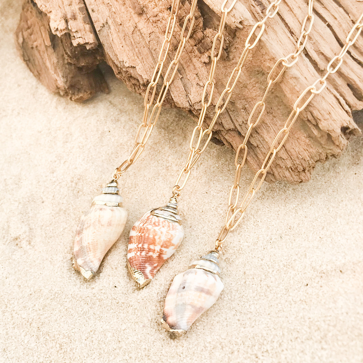 Conch Shell on 18” Large Paperclip – Virtue Jewelry Design