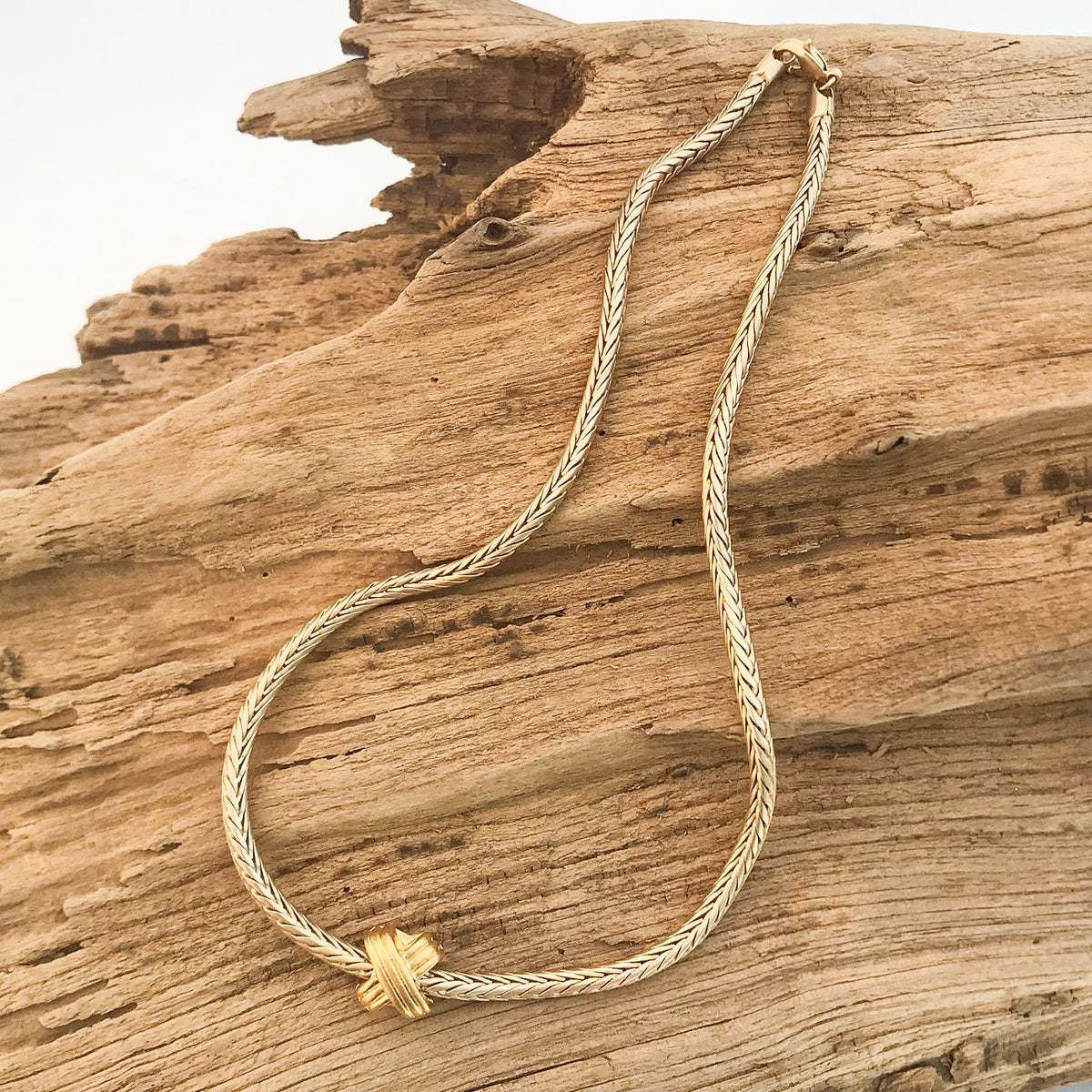 Gold Chine Python X Crossover Bead on Python Chain – Virtue Jewelry Design