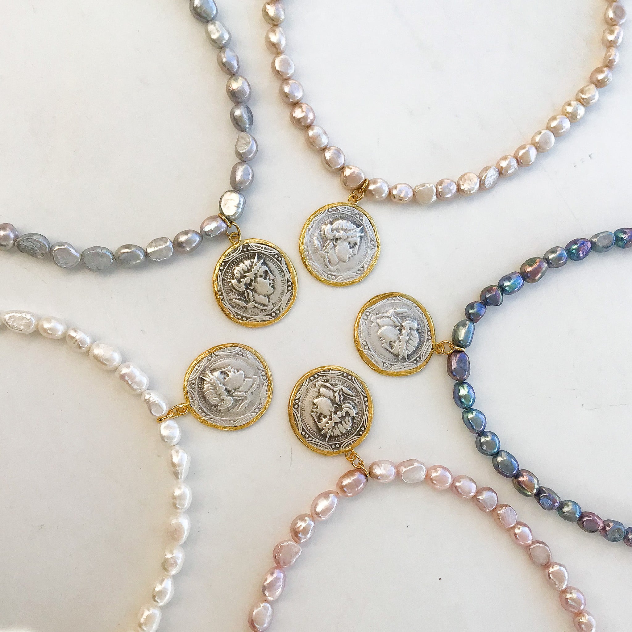 Vintage Coin on Freshwater Pearl Necklace