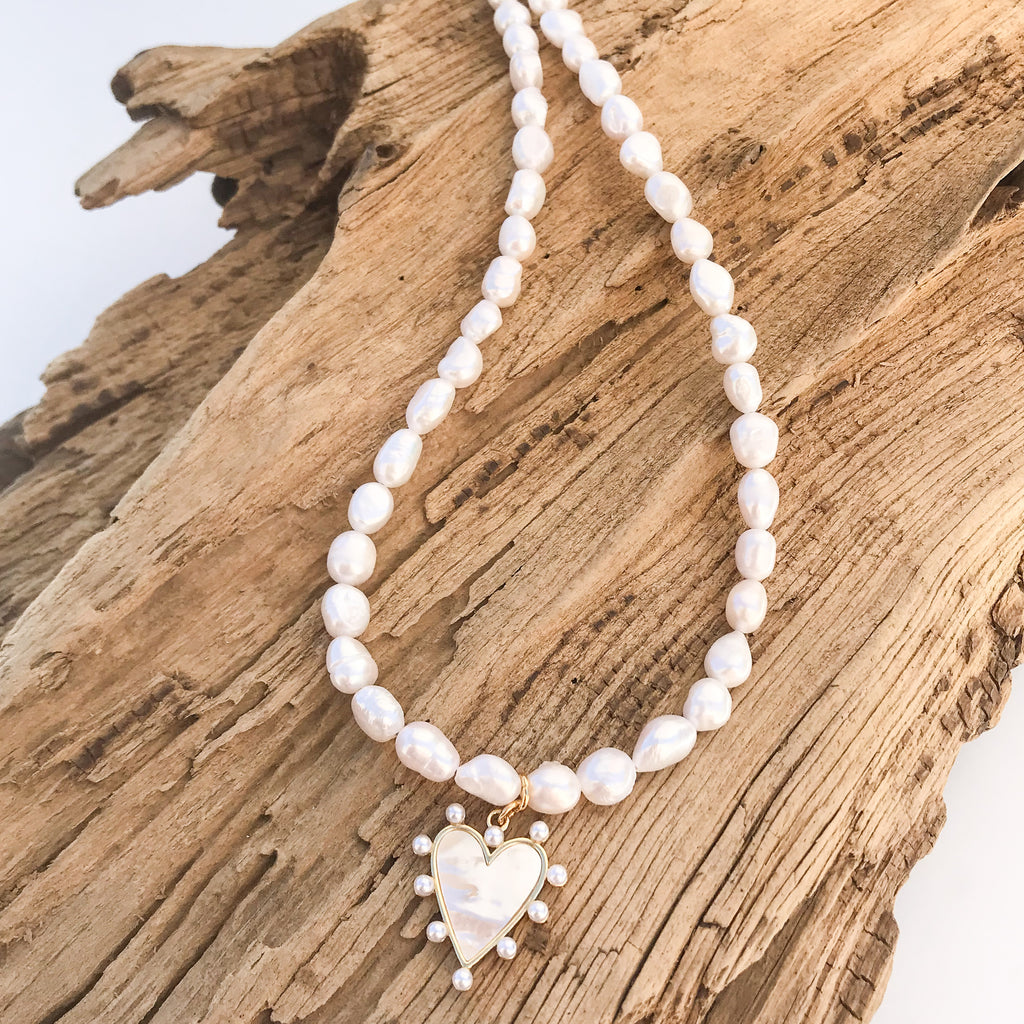 Pearl Studded MOP Heart