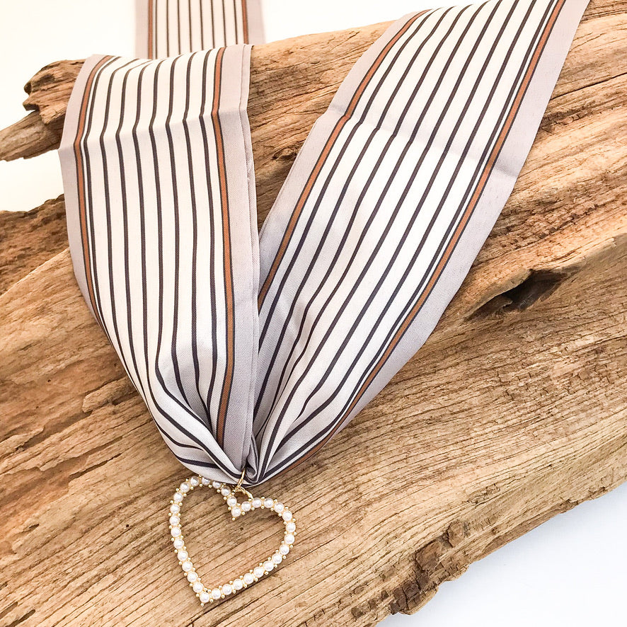 Pearl Open Heart on Scarf Necklace
