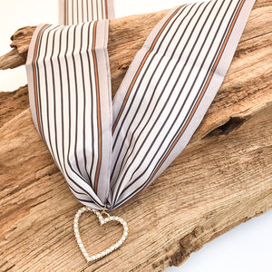 Pearl Open Heart on Scarf Necklace