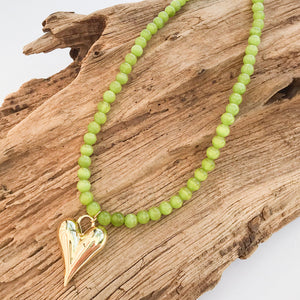 Puffy Heart on 8MM Necklace