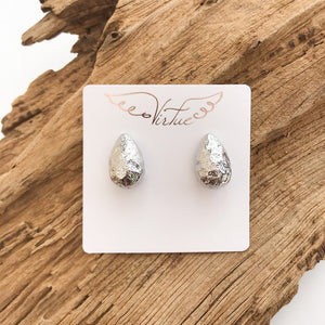 Hammered Teardrop Studs