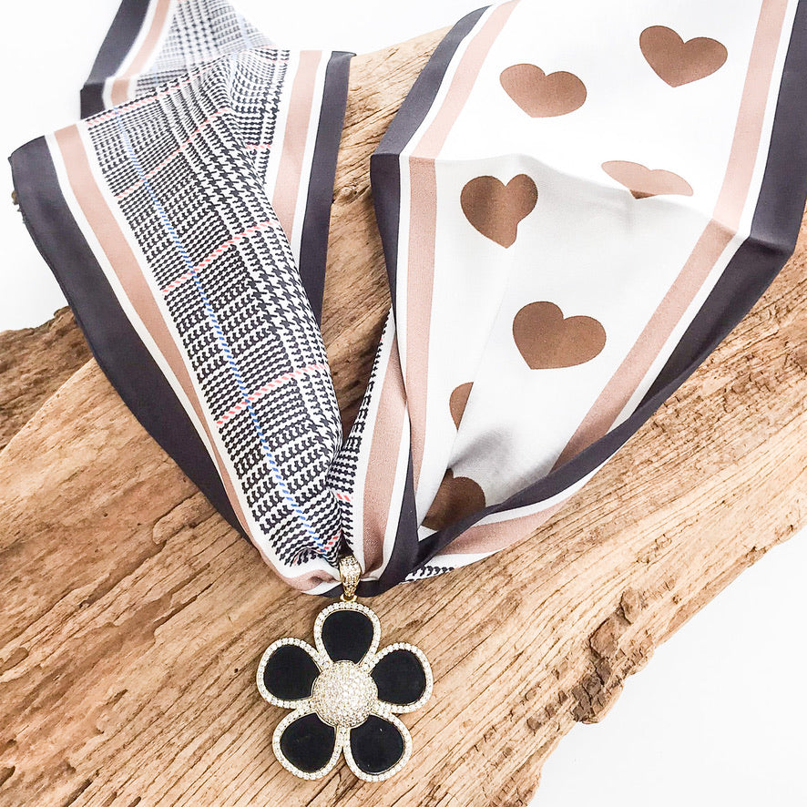 Ornate Flower on Scarf Necklace