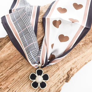 Ornate Flower on Scarf Necklace