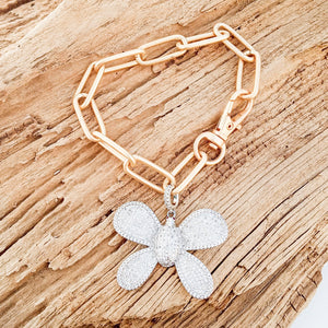 Butterfly on XL Paperclip Bracelet