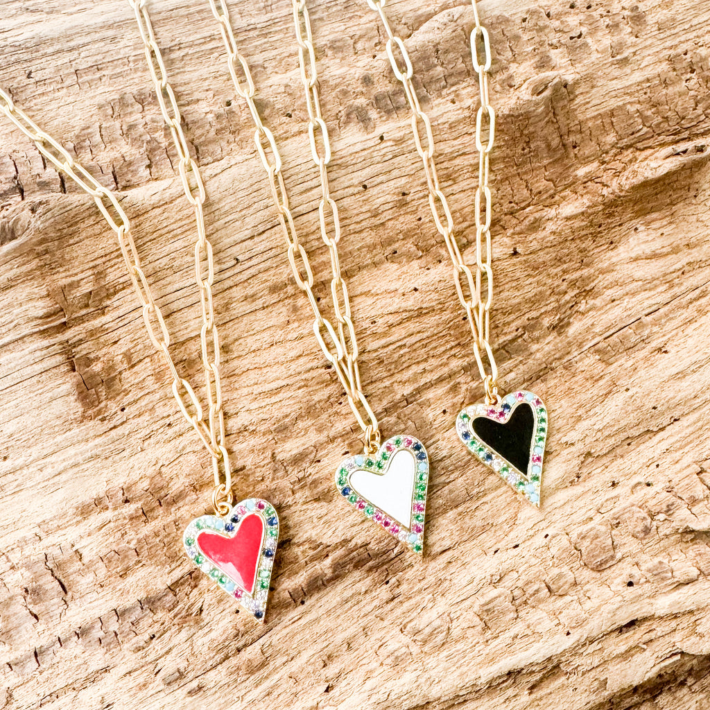 Rainbow Trim Enamel Heart