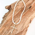 Cross on Petite Potato Pearl Choker