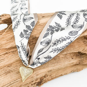 Ribbon CZ Heart On Scarf Necklace