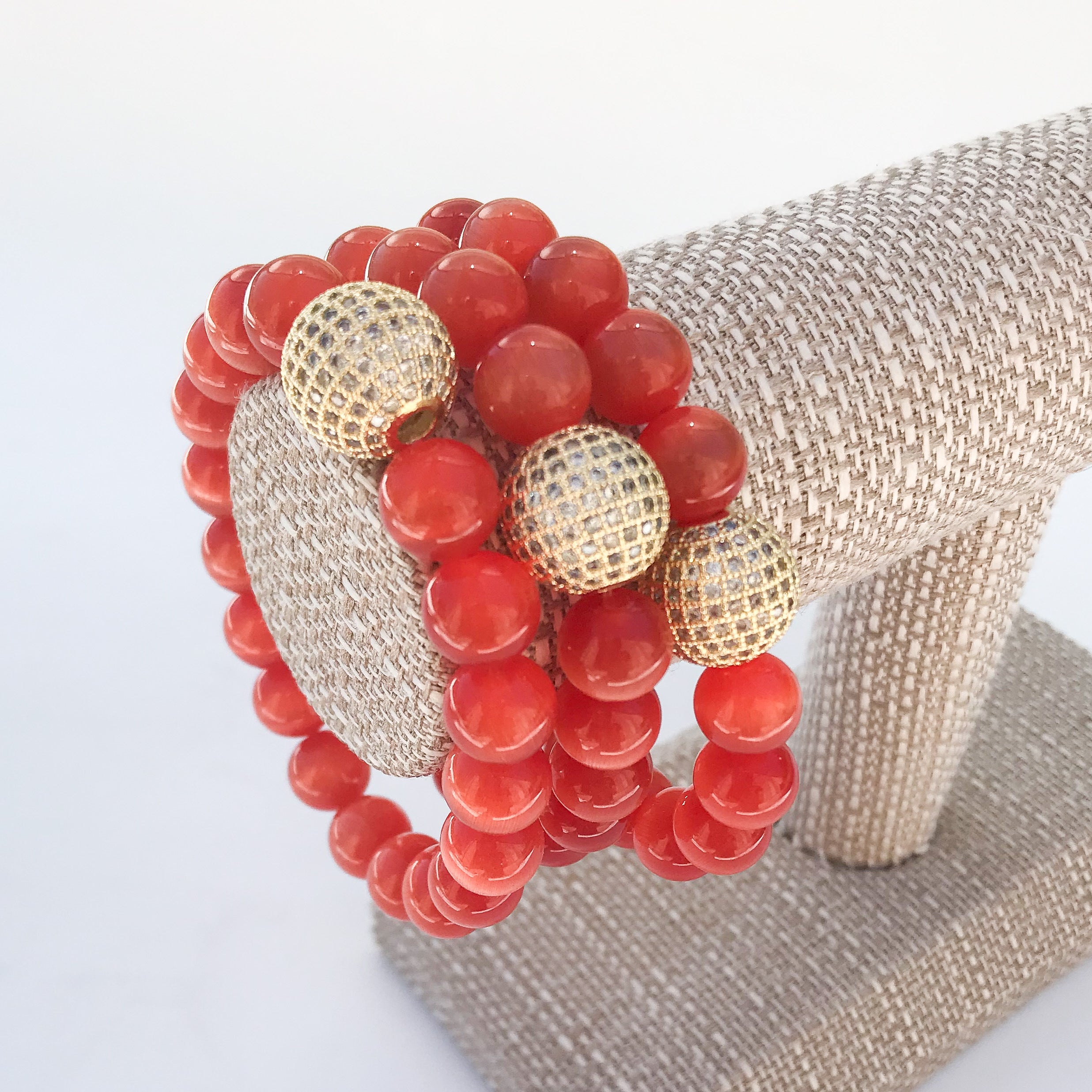 Gemstone Pave Ball Bracelets