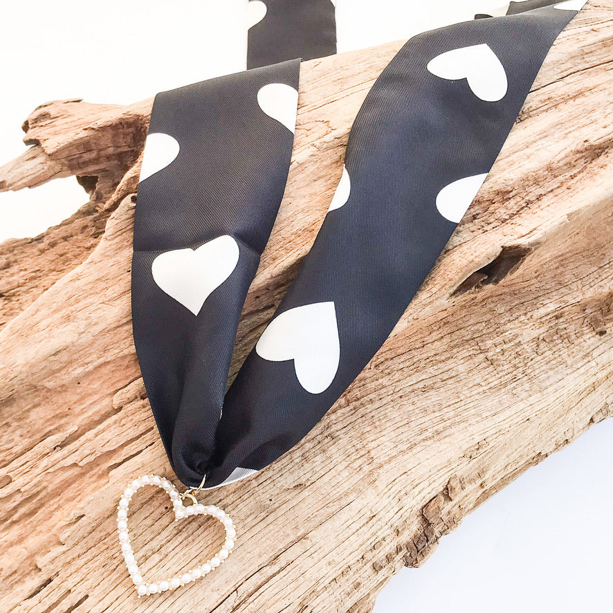 Pearl Open Heart on Scarf Necklace