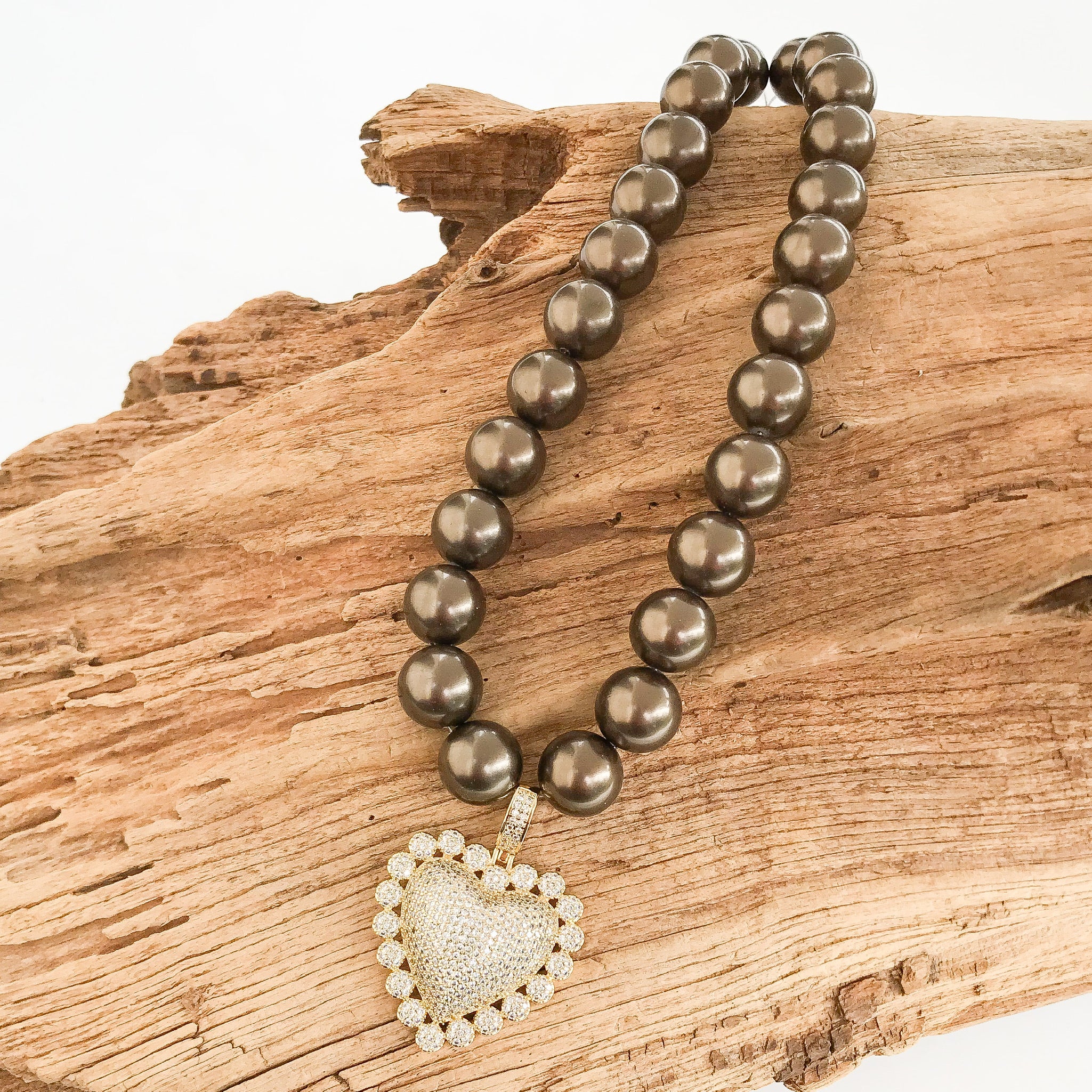 Heart on Jumbo Pearl Necklace