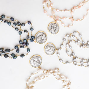 Vintage Coin on Triple Layer Pearl Bezel Rosary