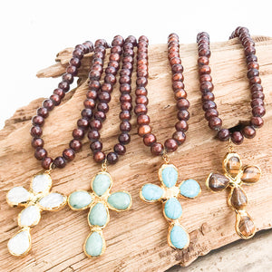 Jumbo Freshwater Pearl Cross on Potato Pearls