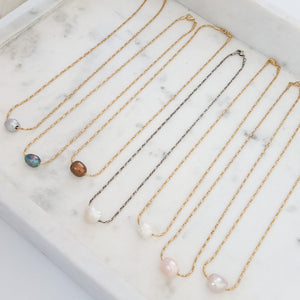 Petite Rope Chain 16” w/ Mini Pearl