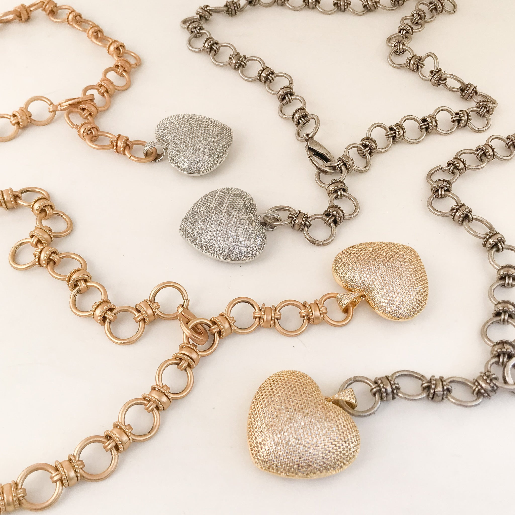 CZ Heart on Adjustable Crown Chain