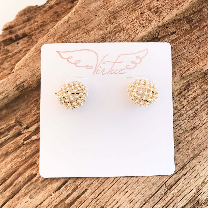 Pearl Net Hinge Earrings