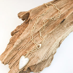 Long CZ Heart on Adjustable XL Paperclip