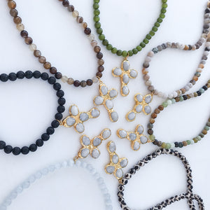 Gemstone Cross on 8mm Gemstone Necklace