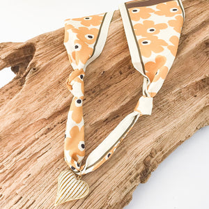 Ribbon CZ Heart On Scarf Necklace