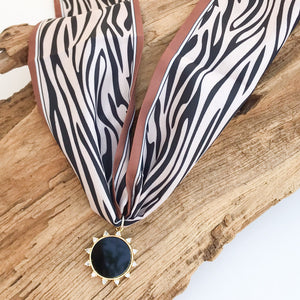 Gemstone Sun on Scarf Necklace