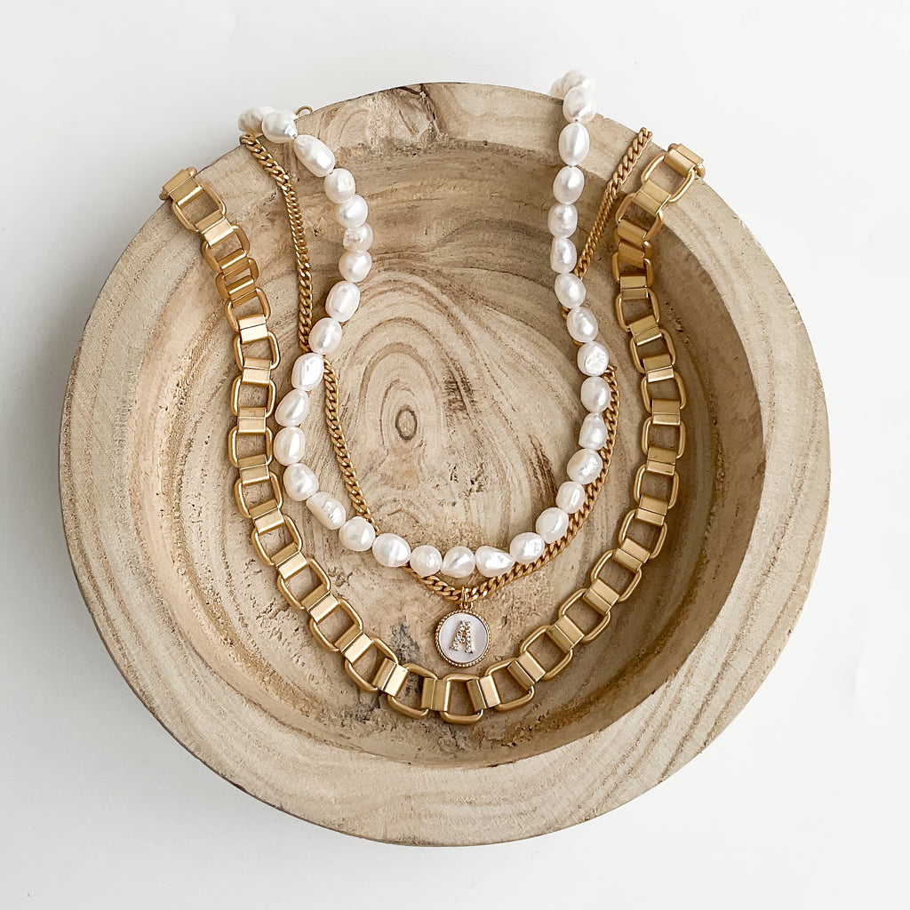 16” Monogram Necklace on Small Curb