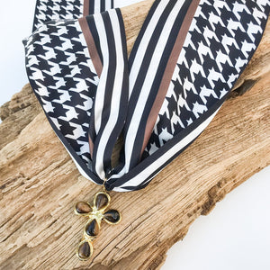 Gemstone Cross on Scarf Necklace