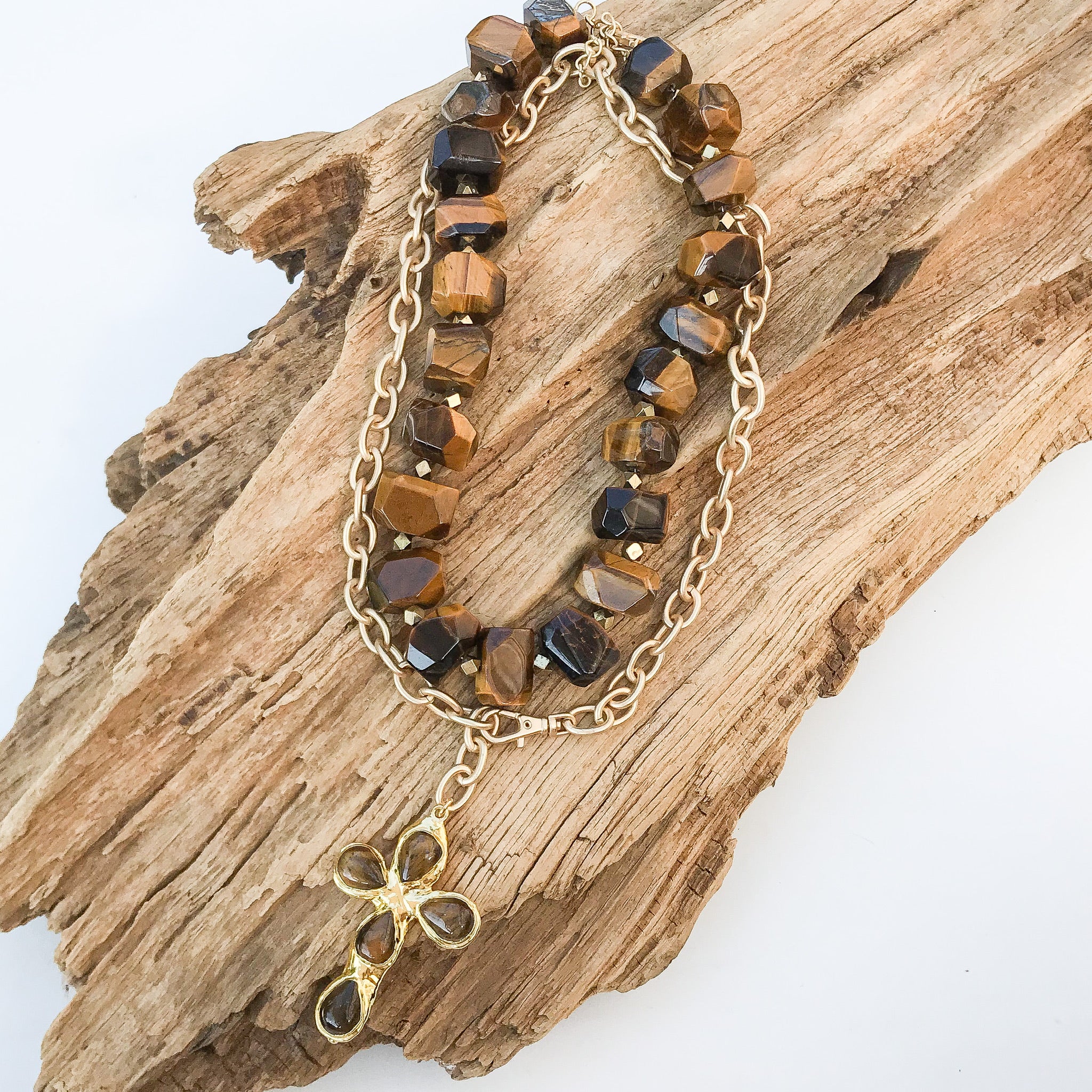 Chunk Statement Brass Necklace