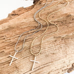 Micro Pearl Cross on Petite Rope Chain