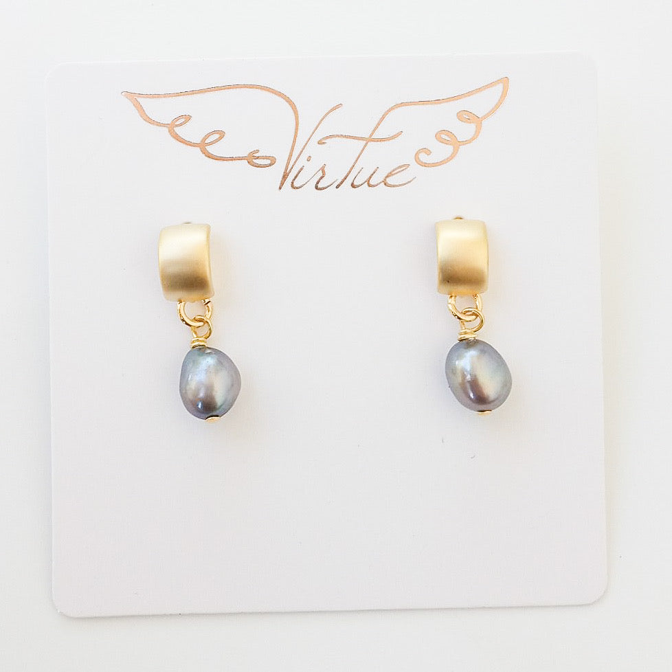 Pearl Semi Hoop Earrings