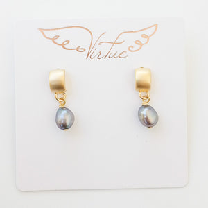 Pearl Semi Hoop Earrings