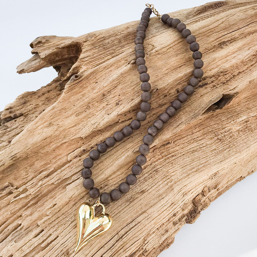 Puffy Heart on 8MM Necklace