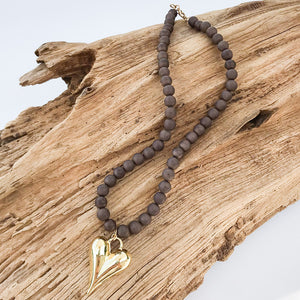 Puffy Heart on 8MM Necklace
