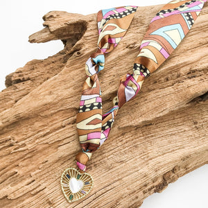 Spokes Heart on Scarf Necklace