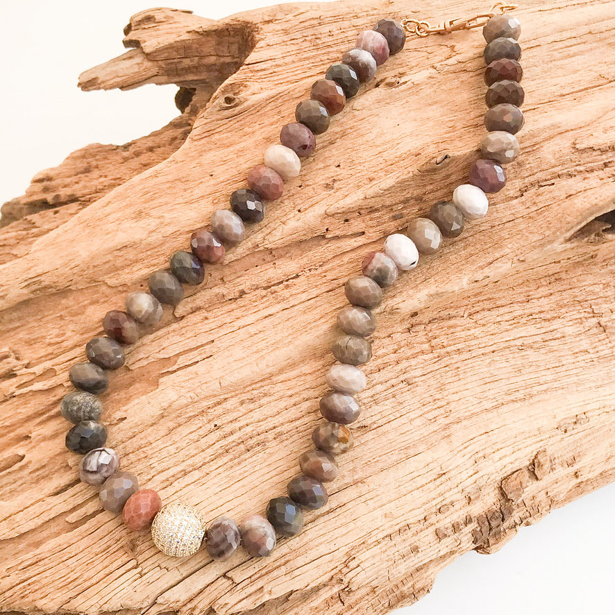 XL Rondelle Pave Ball Necklace