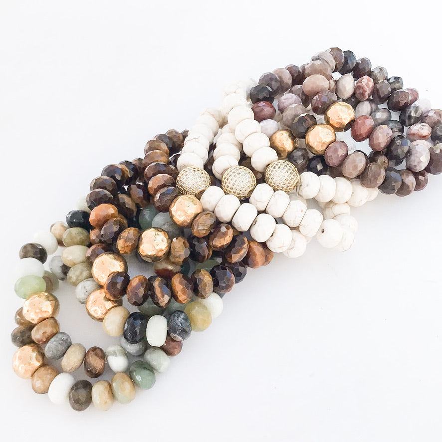 Rondelle Gemstone Ball Bracelet