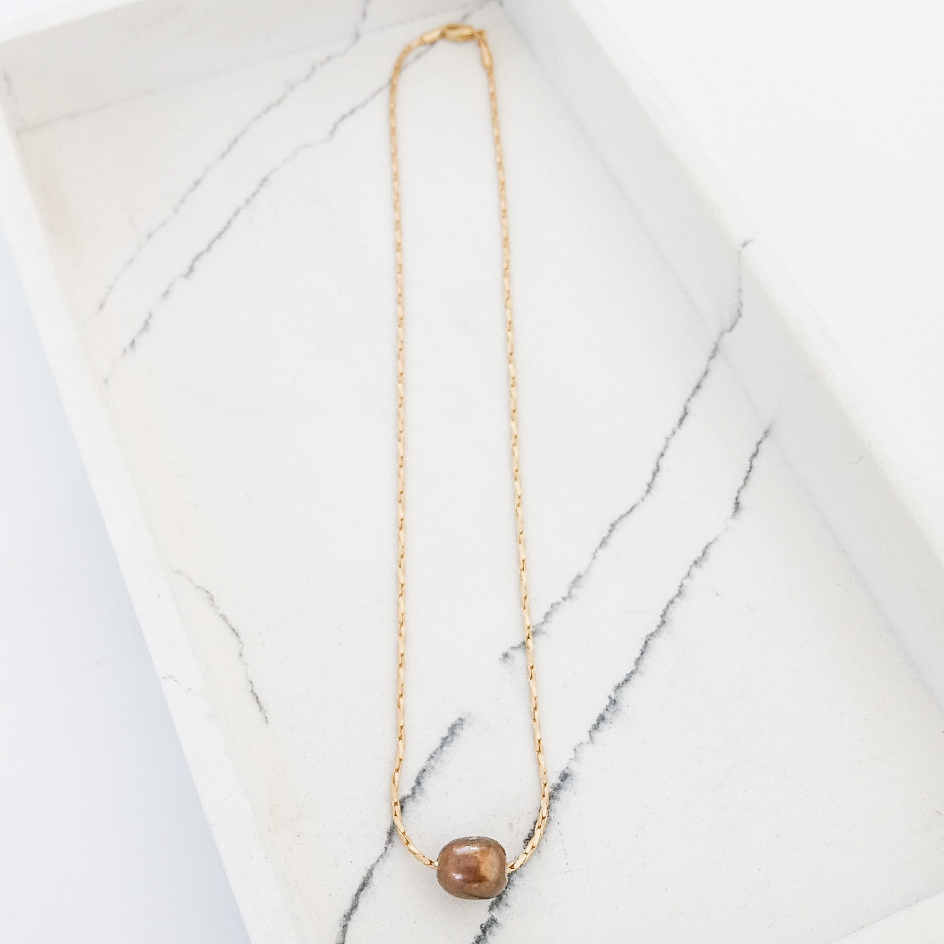 Petite Rope Chain 16” w/ Mini Pearl