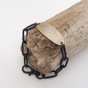 Oval Pave Tag on XL Paperclip