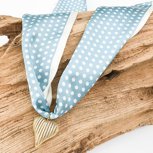 Ribbon CZ Heart On Scarf Necklace