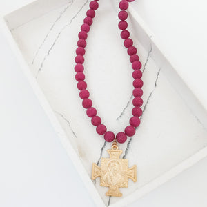 Gemstone Necklace w/ St Ben