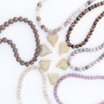 Ribbon Heart on 10mm Gemstone Necklace