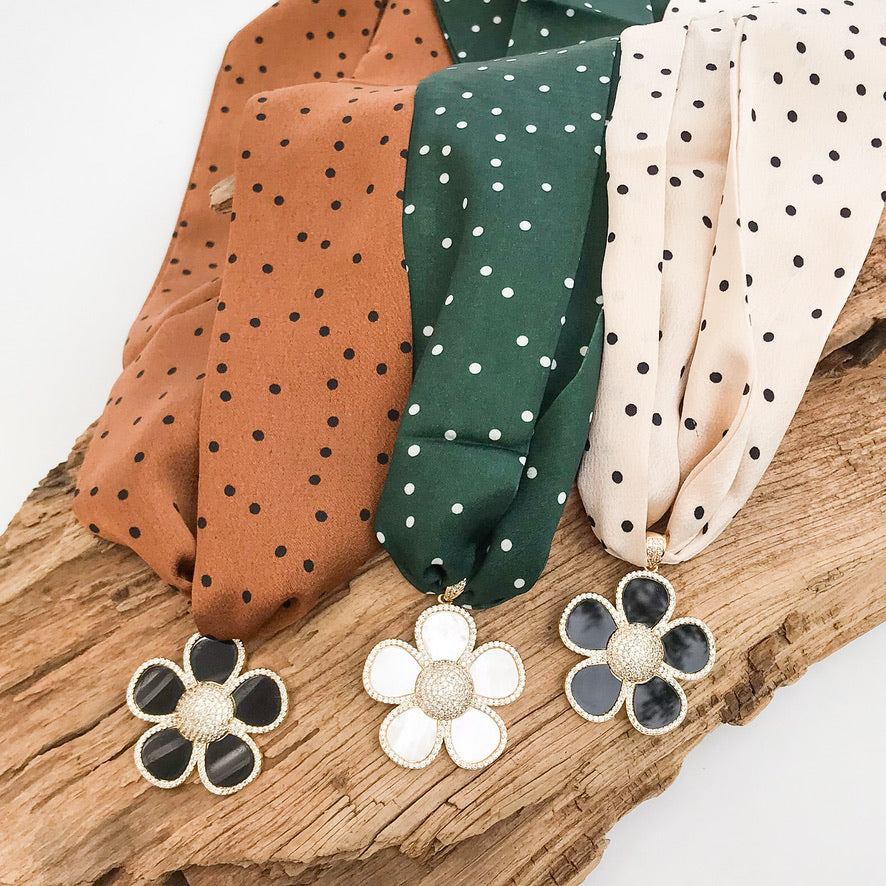 Ornate Flower on Scarf Necklace
