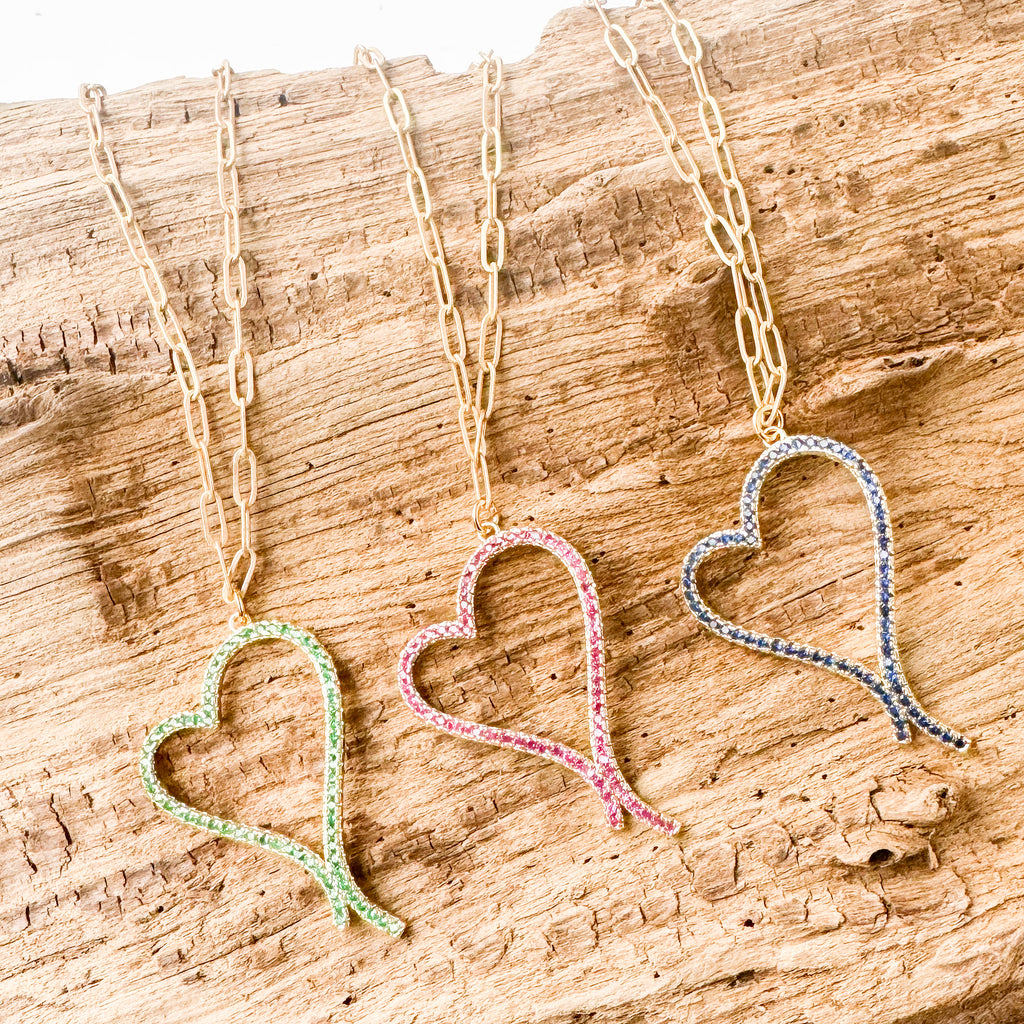 Cz Script Drop Heart on Large Paperclip