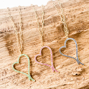 Cz Script Drop Heart on Large Paperclip