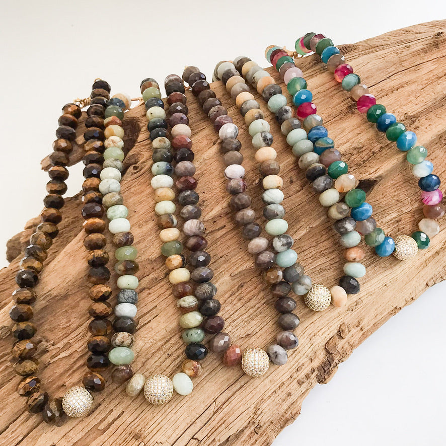 XL Rondelle Pave Ball Necklace