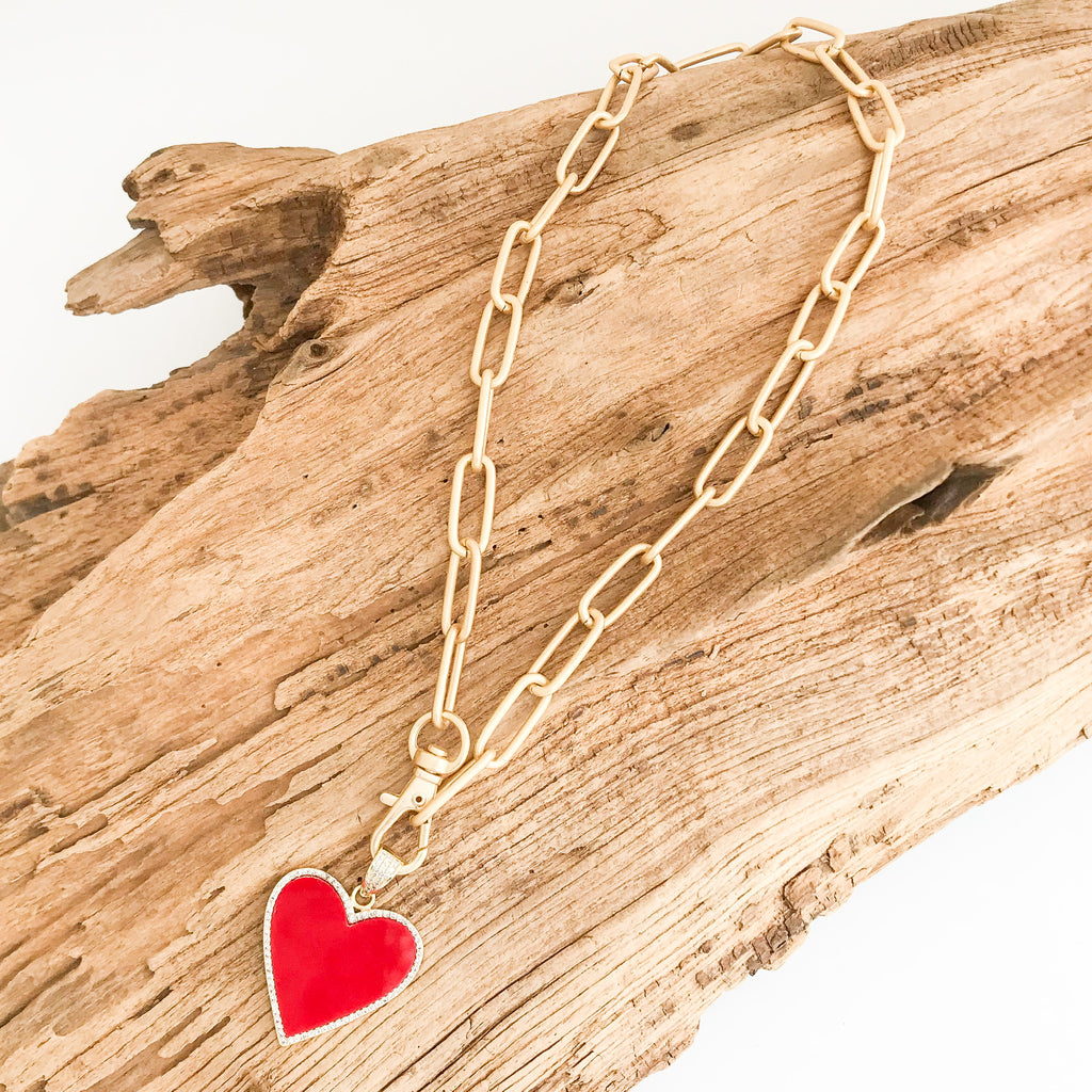 MOP / Abalone CZ Trim Heart Necklace