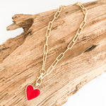 MOP / Abalone CZ Trim Heart Necklace